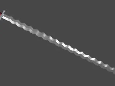 Flamberge sword with Xyphos handle Low-poly 3D model