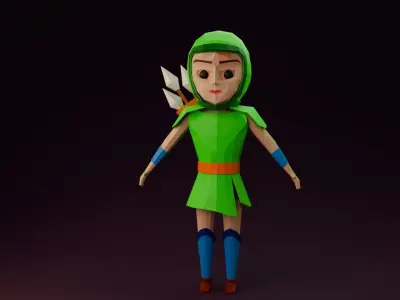 Lowpoly worrier character Low-poly 3D model