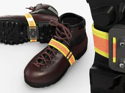 Safety Ice Cleats on Hiking Boots 3D model