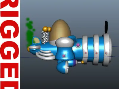 Spaceship Cartoon Low-poly 3D model