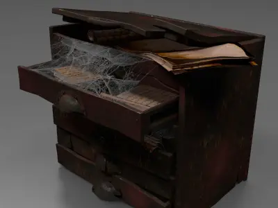 medieval cabinet magic experiments Low-poly 3D model