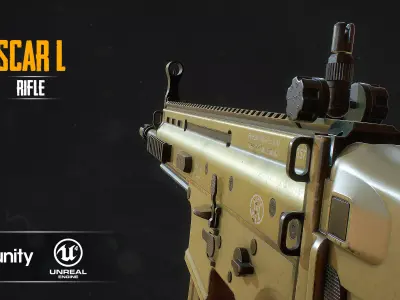 SCAR L tan rifle Low-poly 3D model