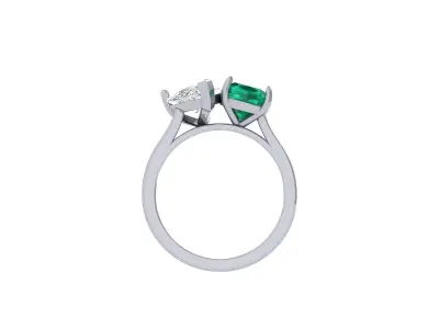 Pear and cushion 2 stone Ring 3D print model purchase