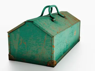 Rusted old tool box Low-poly 3D model