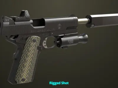 Pistol 07 Black Generic All PBR Unity UE Textures Included Low-poly 3D model