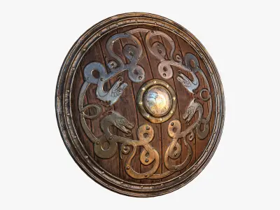 Viking shield Low-poly 3D model 17