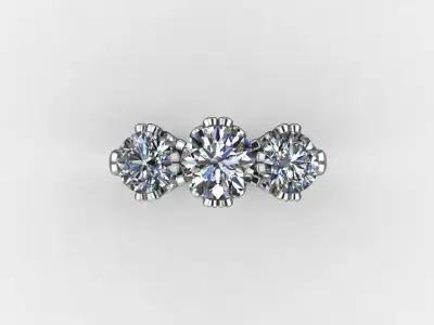 Classic Diamond Trilogy Ring 3D print model