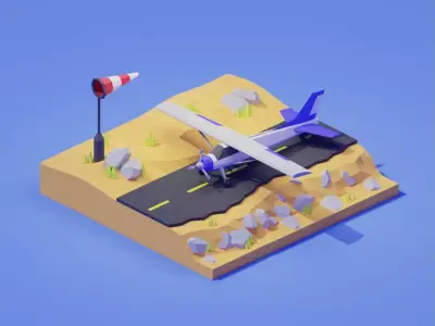 Low poly aircraft model Blender made Free low-poly 3D model