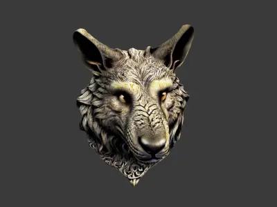 Animal Head Low-poly 3D model 6