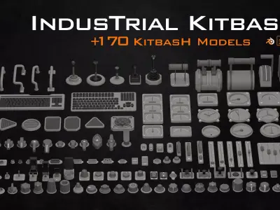 Industrial Kitbash-V3- Control panel details 3D model