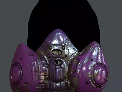 Gas mask helmet 3d model scifi  Low-poly 3D model 7