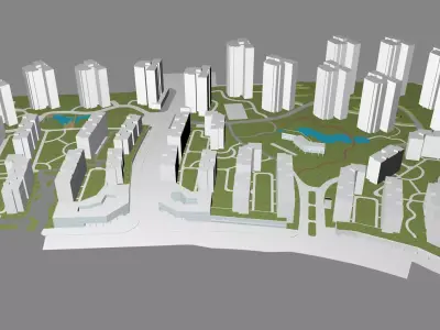 Urban highrise building building ancillary building commercial 3D model shop