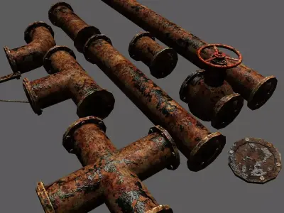 Metal Pipes Set Free low-poly 3D model