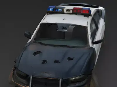 Patrols End Ruined Police Cruiser 3D Model Low-poly 3D model