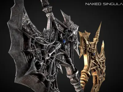 Divine Halberd Medieval dark fantasy weapon Low-poly 3D model