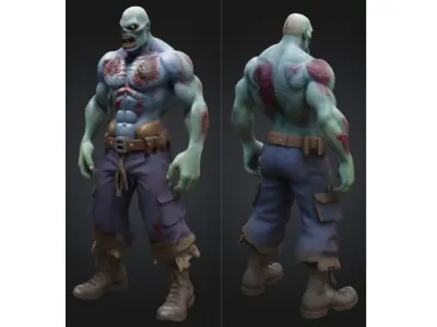 Zombie Blue Military Game Low Poly Stylized Low-poly 3D model