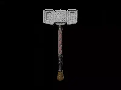 Game-ready stylized war hammer Low-poly 3D model