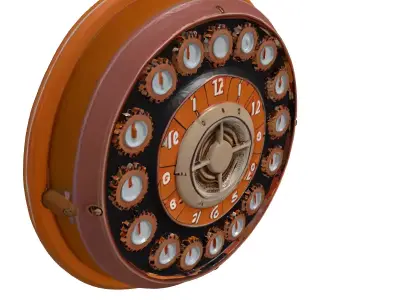 Steampunk Industrial Wall Clock Decor 3D model