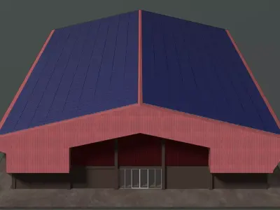Solar roof on warehouse 24e03 3D model