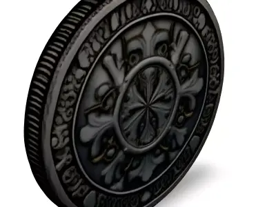 Ornate Silver Coin 3D Model Low-poly 3D model