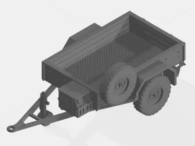 Military trailer with open bed and canopy - New Zealand Military 3D print model