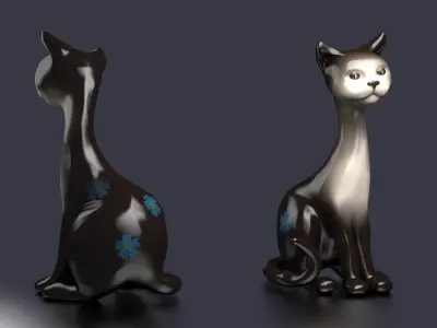cat animal mammal  sculpture statuette  present sculpt art  3D model