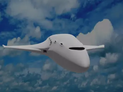 Airplane flying in sky with clouds 3D model