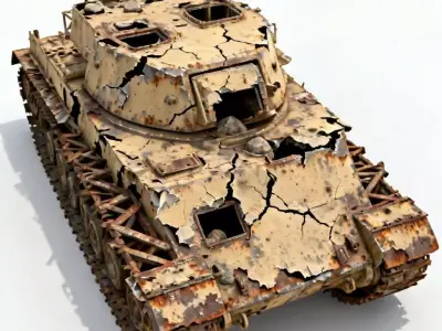 Desert Warfare Battle Tank Hull 3D Model 3D Model Low-poly 3D model