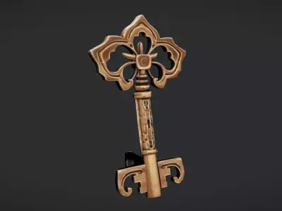 ornate antique key 3D model purchase