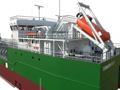 TANKER SHALLOW DRAFT GREEN  3D model