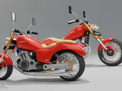 Concept Cartoon Looking Cruiser Motorcycle 3D model