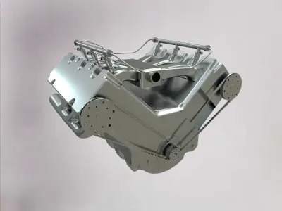 V6 Car Engine - Fully Rigged and Animated 3D model