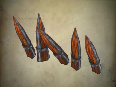 Spike Low Poly wooden sword with metal handle Low-poly 3D model
