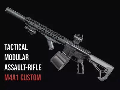 Tactical modular assault rifle Colt M4A1 Custom Low-poly 3D model