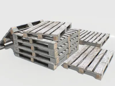 Industrial Wooden Pallet 2 PBR Low-poly 3D model