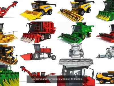 Combine and Harvesters Models 3D Model Pack