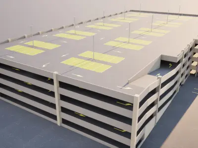 Multi-level parking Low-poly 3D model