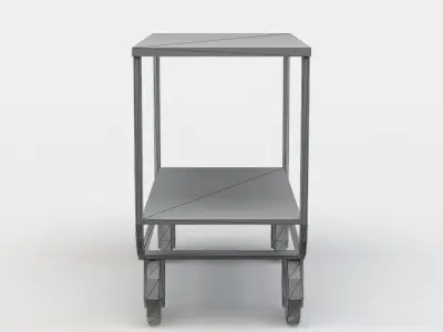 Trolley wooden table on wheels Low-poly 3D model