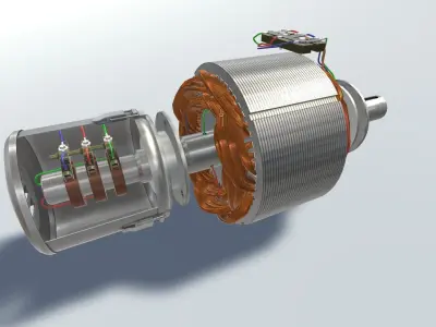 Asynchronous motor DC  Low-poly 3D model