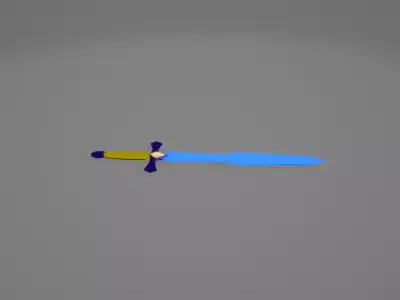 Blue 3D Sword Model for Simple Games 3D model
