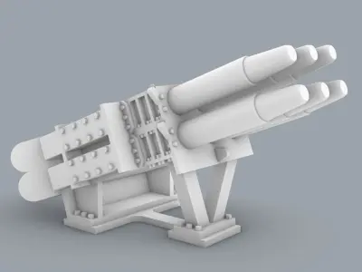 Naval Defense Systems Set - 4 Weapon Models Low-poly 3D model