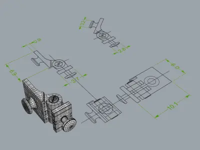 Barrel Hinge for Eyeglasses - Bisagra para Anteojos  Low-poly 3D model