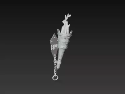 Medieval Wall Torch - PBR Low Poly Game Ready Low-poly 3D model