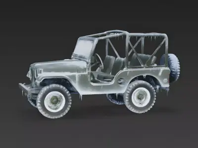 Frozen Classic Open-Top Military Jeep 3D Model Low-poly 3D model
