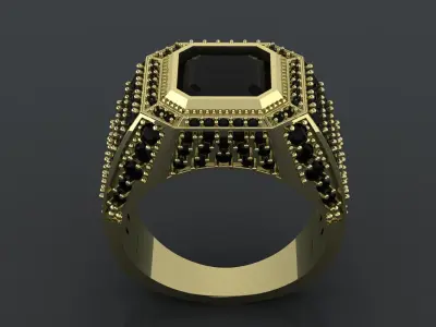 Massive mens Ring with gems for cnc or 3D print model
