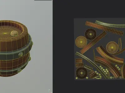 Stylized Barrel Low-poly 3D model shop