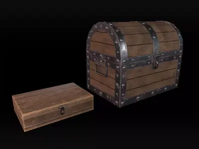 Wooden Chests Free low-poly 3D model