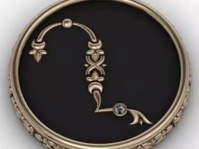 Brooche with armenian letter X 3D print model