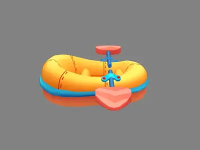 Cartoon kayaks - Inflatable boats Low-poly 3D model