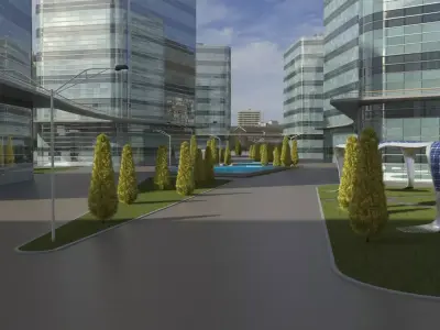 Glass Facade Residential Complex 3D model